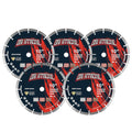 10 Inch Diamond Saw Blade 5pcs, Segmented General Purpose Blade Dry/Wet Cutting Concrete, Masonry, Brick, Block,7/8'-5/8' Arbor