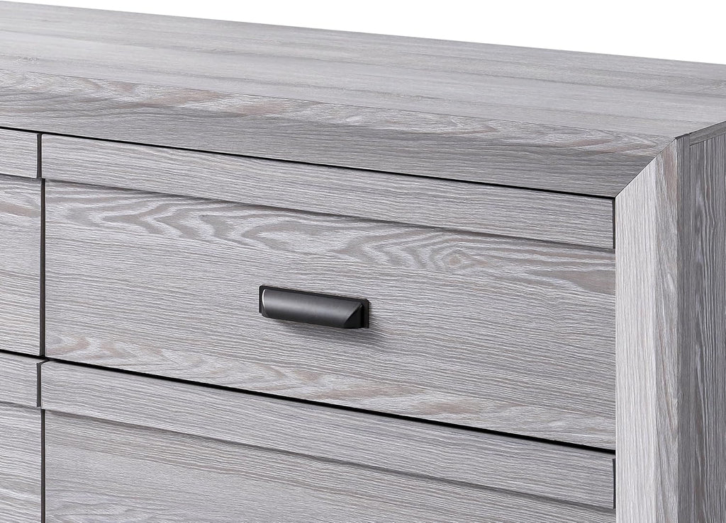 Drift Wood Grey Finish 6pc Queen Size Panel Bed Set Wooden Bedroom Furniture Contemporary