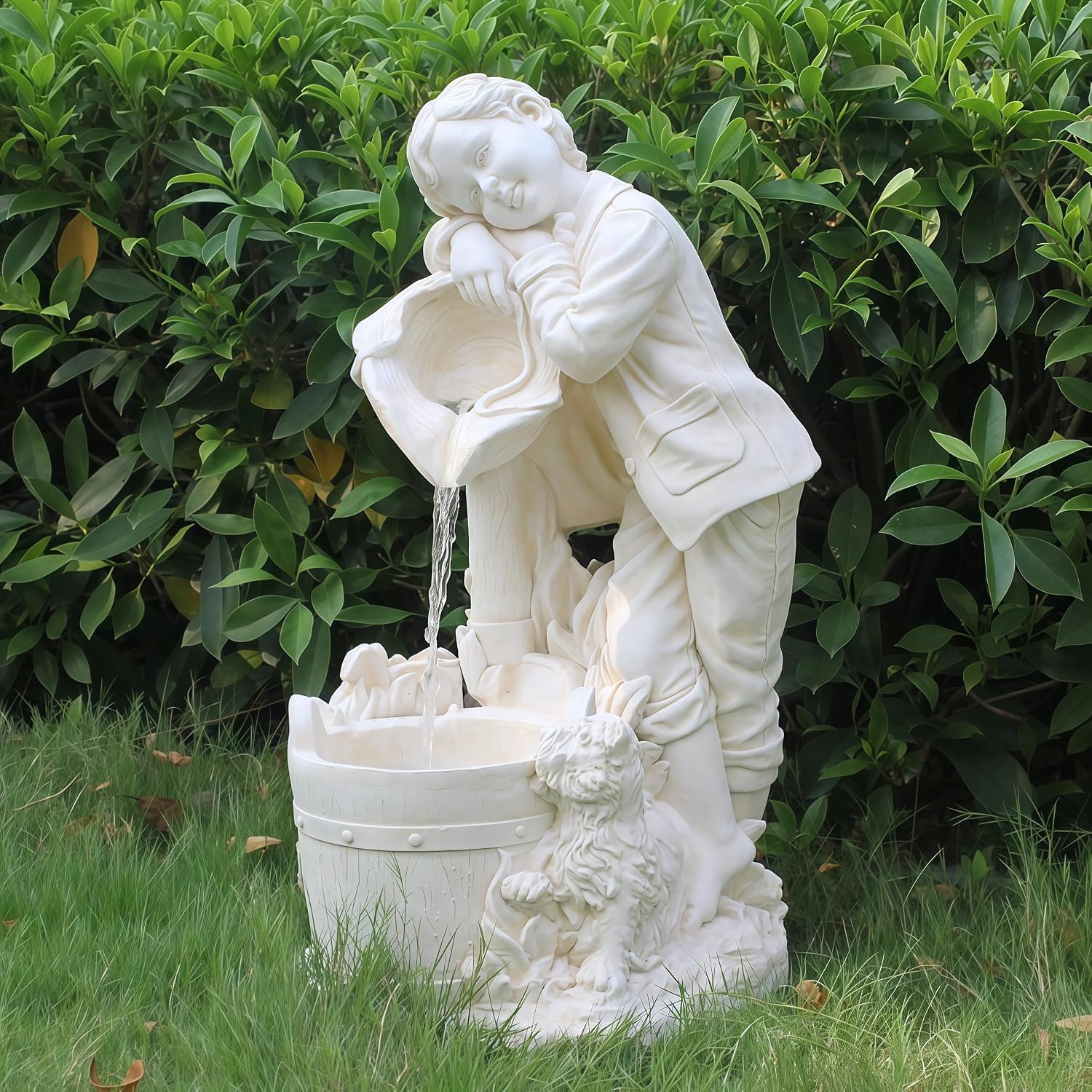 Top Outdoor Water Fountain Outside, Garden Water Fountain Decor for Gardens, Landscaping, Patios, Lawns (Yellow)
