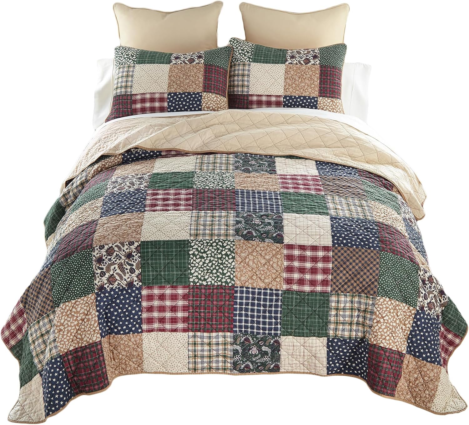 Donna Sharp Rustic Paisley- Queen Quilt Set, Measures 90 x 90, Includes 1 Quilt and 2 Standard Shams, Machine Washable