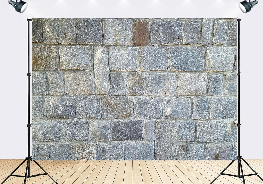 Trykid 20x10ft Grey Stone Brick Wall Backdrop Rustic Textured Masonry Photography Background Wedding Bridal Shower Birthday Party Decoration Photo Booth Prop Fabric
