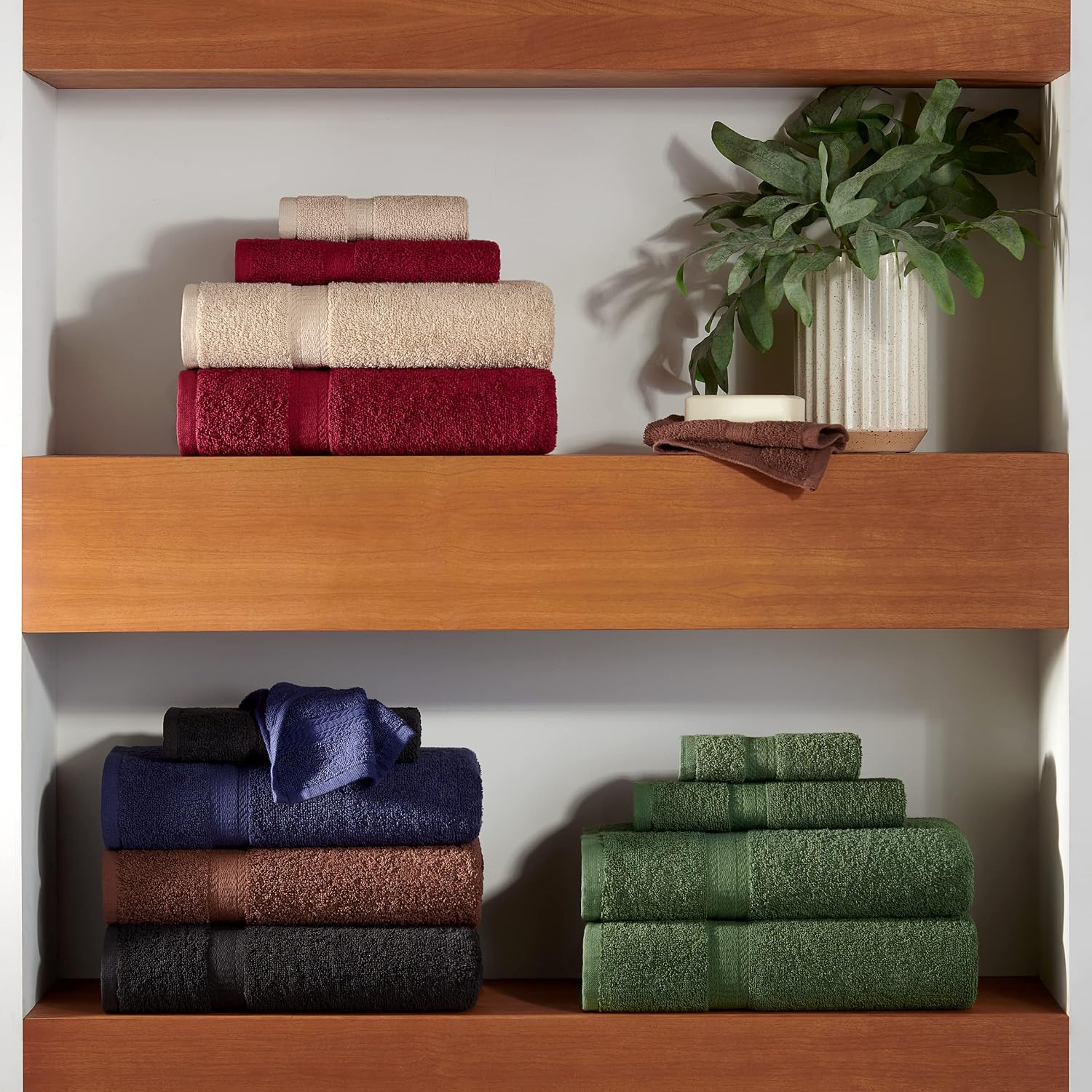 Arkwright True Color Solid Bath Towels - Soft 100% Cotton Bulk Bathroom Towel Set of 24 - Lightweight 475 GSM, Absorbent, and Quick Dry, 25 x 52 in, Navy