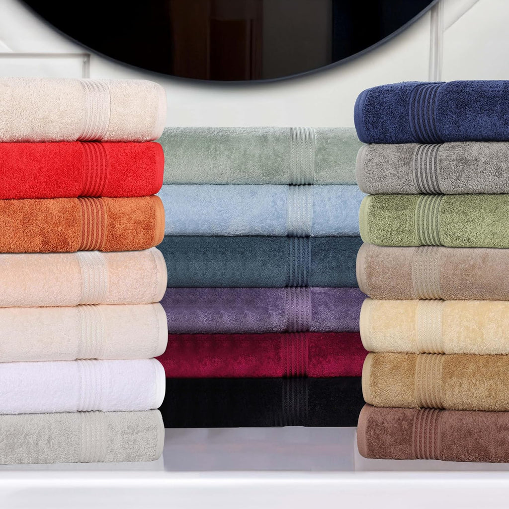 Superior Egyptian Cotton 12-Piece Towel Set, Assorted Towels for Home Bathroom, Decor Essentials, Includes 4 Bath, 4 Hand, 4 Face Towels/Washcloths, Quick Dry, Absorbent, Royal Purple