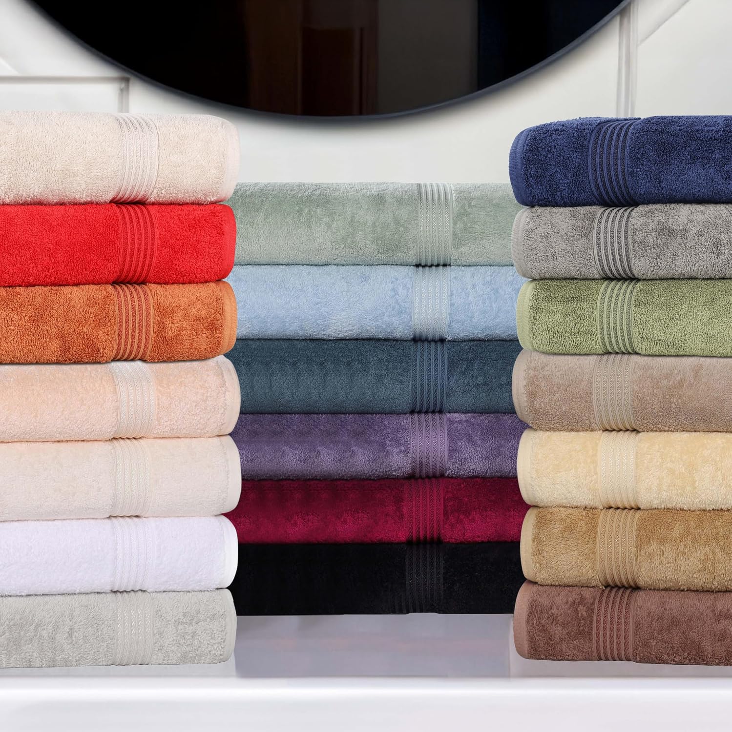 Superior Egyptian Cotton 12-Piece Towel Set, Assorted Towels for Home Bathroom, Decor Essentials, Includes 4 Bath, 4 Hand, 4 Face Towels/Washcloths, Quick Dry, Absorbent, Royal Purple
