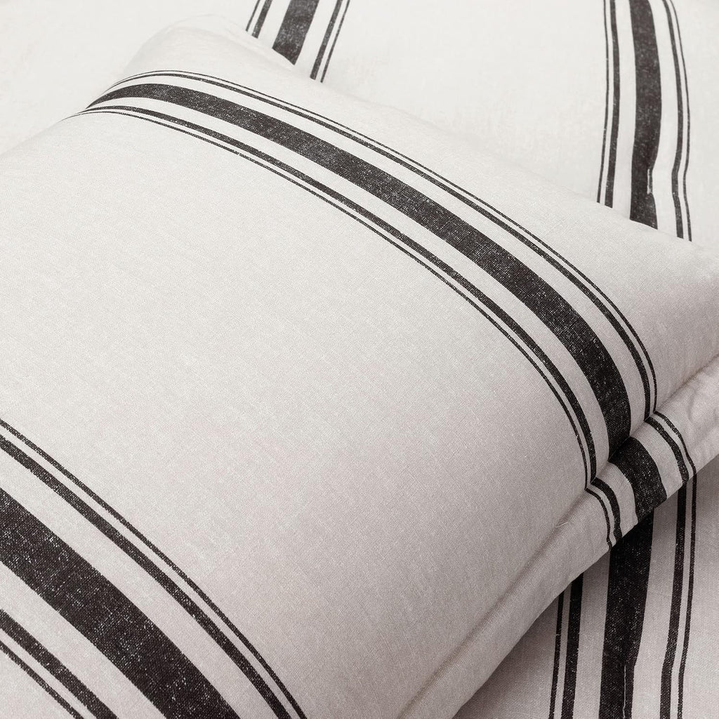 Lush Decor Farmhouse Stripe Reversible Cotton Comforter Set, 3 Piece Set, Full/ Queen, Black - Cozy Farmhouse Bedding Set - Rustic Decor - Striped Comforter - Modern Farmhouse Bedroom Decor