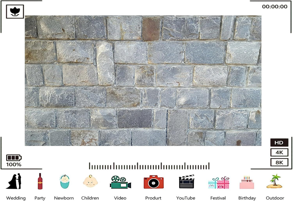 Trykid 20x10ft Grey Stone Brick Wall Backdrop Rustic Textured Masonry Photography Background Wedding Bridal Shower Birthday Party Decoration Photo Booth Prop Fabric