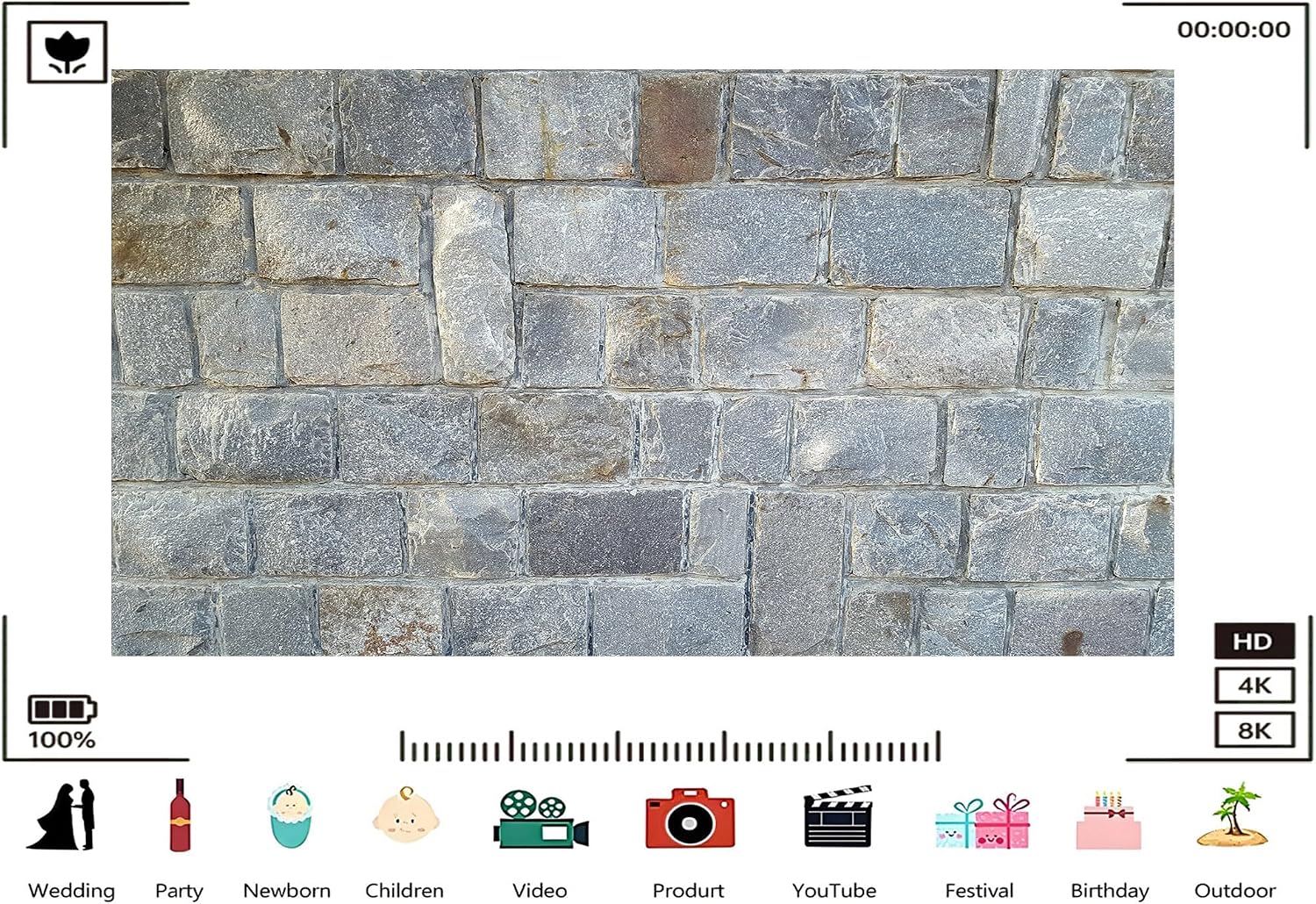 Trykid 20x10ft Grey Stone Brick Wall Backdrop Rustic Textured Masonry Photography Background Wedding Bridal Shower Birthday Party Decoration Photo Booth Prop Fabric
