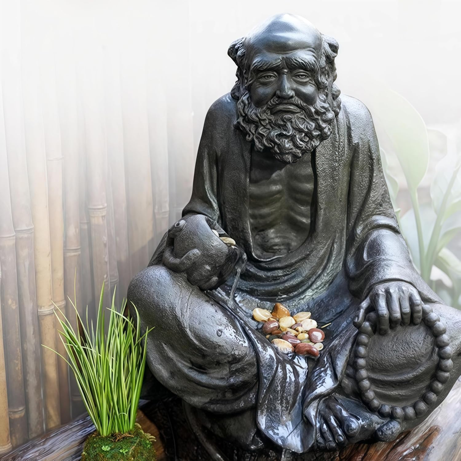 Outdoor Water Fountain Outside, Garden Fountain, Buddha Statue Outdoor/Indoor for Home, Buddha Decor & Gifts, Buddah, Buda, Budda, Buddhas, Chinese Decor & Gifts, Feng Shui (Small)