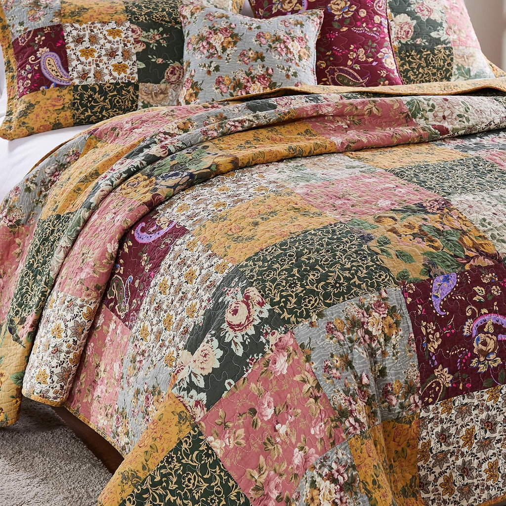 Greenland Home Antique Chic 100% Cotton Authentic Patchwork Quilt Set, 5-Piece King/Cal King