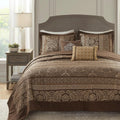 Madison Park Bellagio Reversible Quilted Bedspread Set, Solid Reverse Summer Breathable, Lightweight All Season Bedding Layer, Matching Shams, Bedspread King(120'x118'), Brown 5 Piece