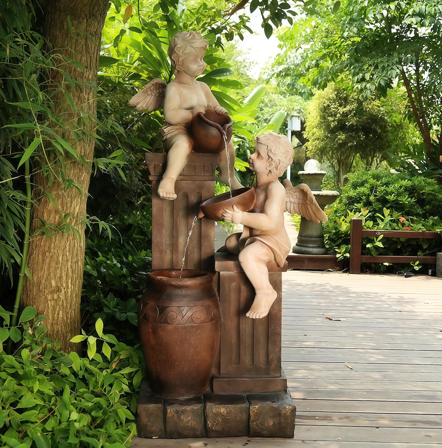 Top Outdoor Water Fountain Outside, Garden Water Fountain Decor for Gardens, Landscaping, Patios, Lawns (Large)
