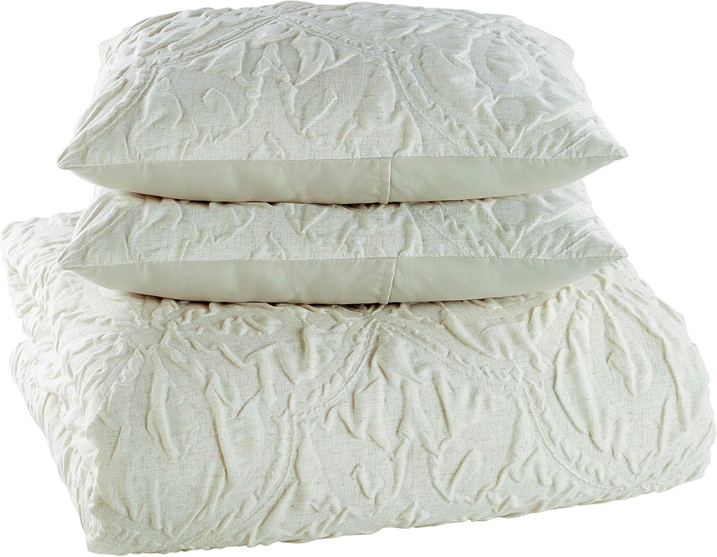 Peri Home Microsculpt Vintage Tile 3-Piece Comforter and Sham Set, King, Linen