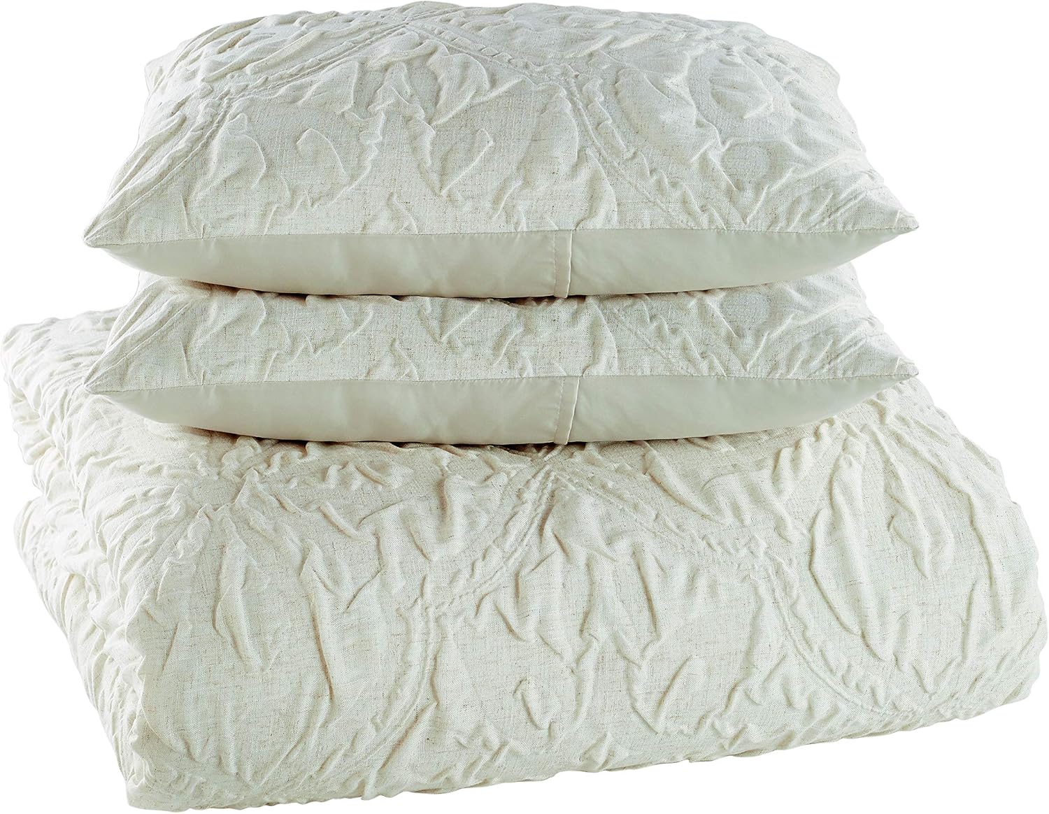 Peri Home Microsculpt Vintage Tile 3-Piece Comforter and Sham Set, King, Linen