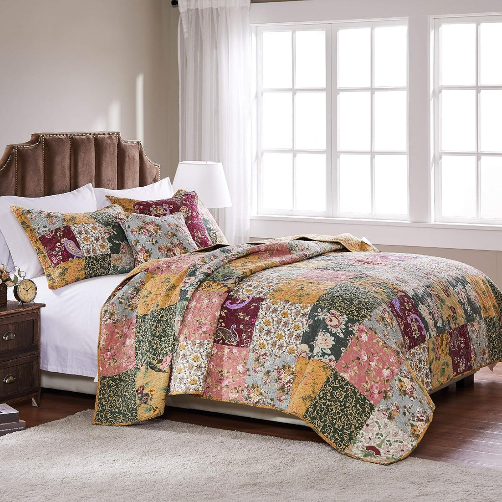 Greenland Home Antique Chic 100% Cotton Authentic Patchwork Quilt Set, 5-Piece King/Cal King