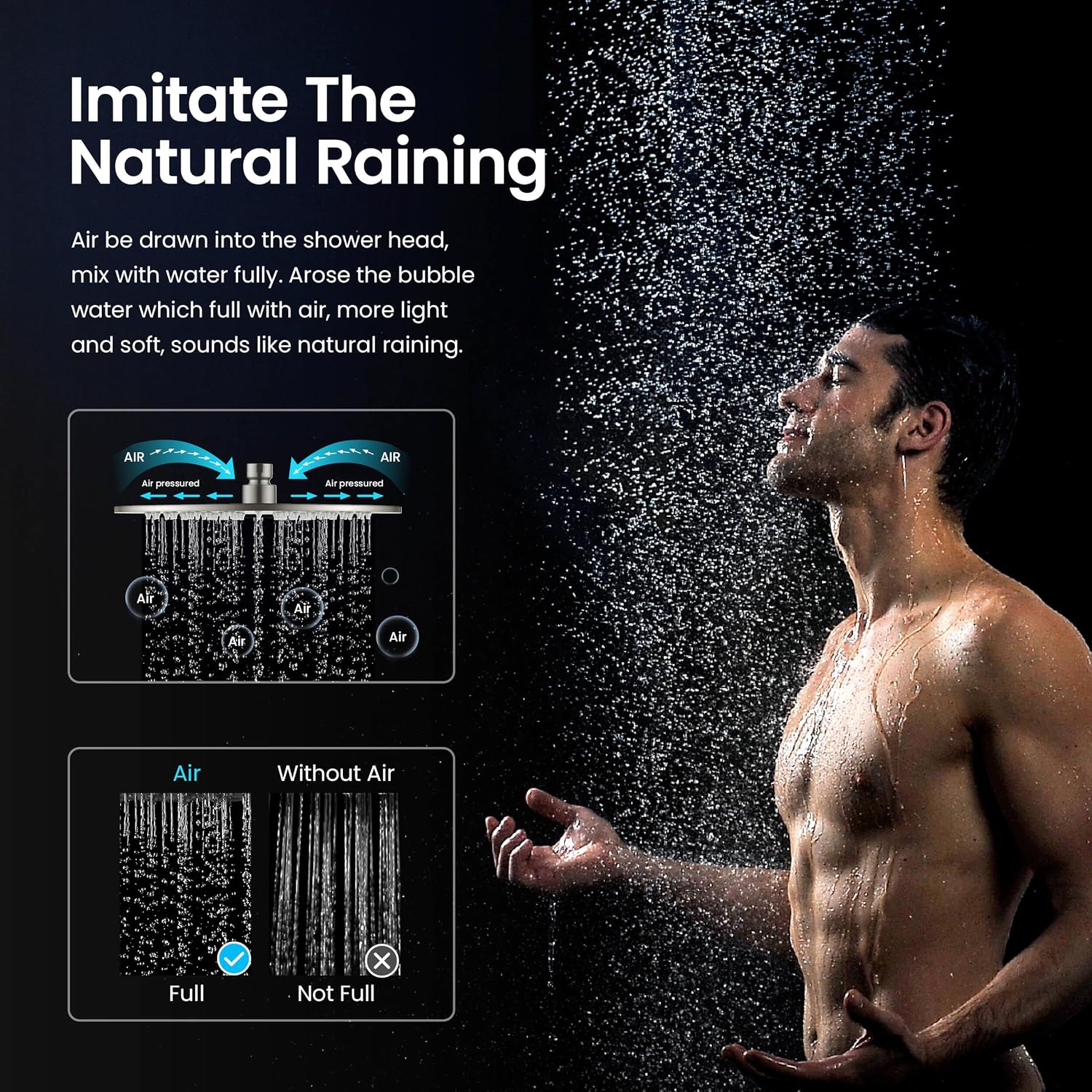 KIBI Circular Brushed Nickel Thermostatic Shower System – Rainfall & Handheld Shower Head Set | 2-Function Shower Faucet Set with Rough-In Valve | Solid Brass Build & Temperature Control (KSF410BN)