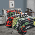 Lush Decor Rock N Roll Reversible 5 Piece Quilt Set, Full/Queen, Black