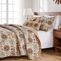 Greenland Home Andorra 100% Cotton Reversible Suzani Quilt Set, King/California King (5 Piece)