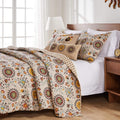 Greenland Home Andorra 100% Cotton Reversible Suzani Quilt Set, 4-Piece Twin/Twin XL