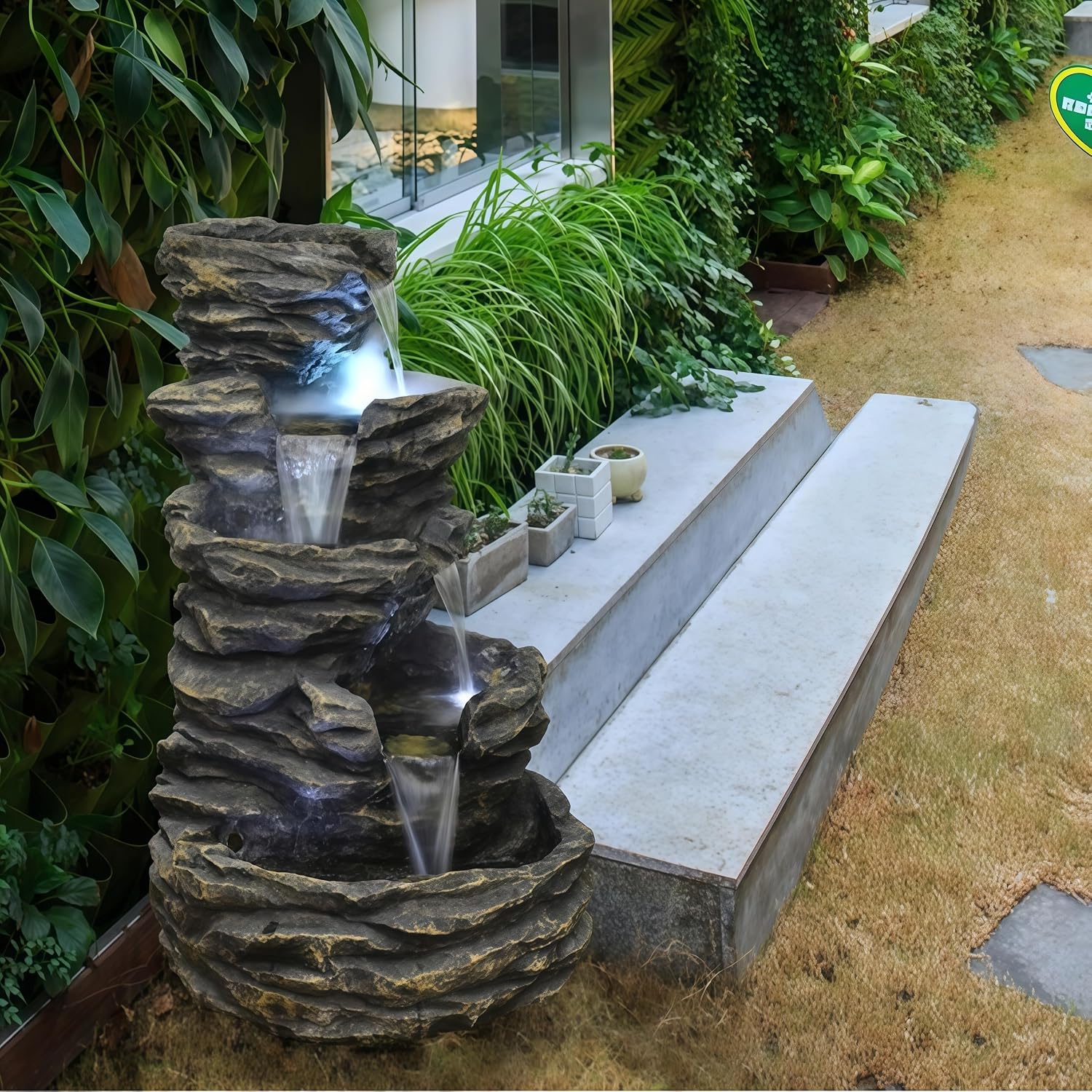 Top Outdoor Water Fountain Outside, Garden Water Fountain Decor for Gardens, Landscaping, Patios, Lawns (Small)
