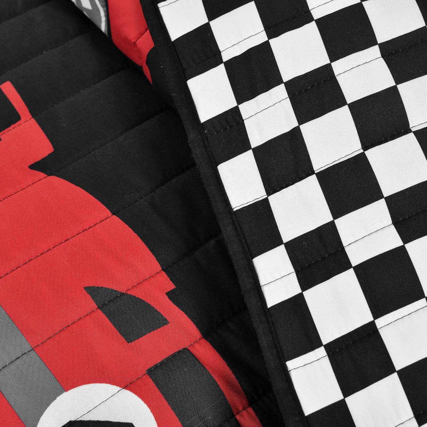 Lush Decor Racing Cars Reversible Quilt Twin Size 4 Piece Set Black & Multi - Toddler Bedding Set Twin Quilt - Car Decor
