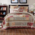 Tache Cotton Patchwork Country Farm Cottage Vintage Antique Ditsy Floral Paisley Burgundy Beige Lightweight Coverlet Fairy Tale Tea Party Quilt Set, Twin