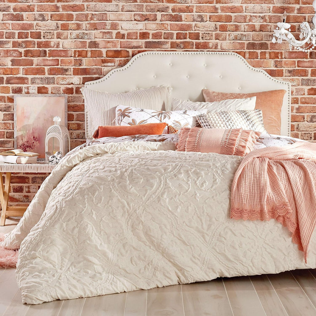 Peri Home Microsculpt Vintage Tile 3-Piece Comforter and Sham Set, Full/Queen, Linen