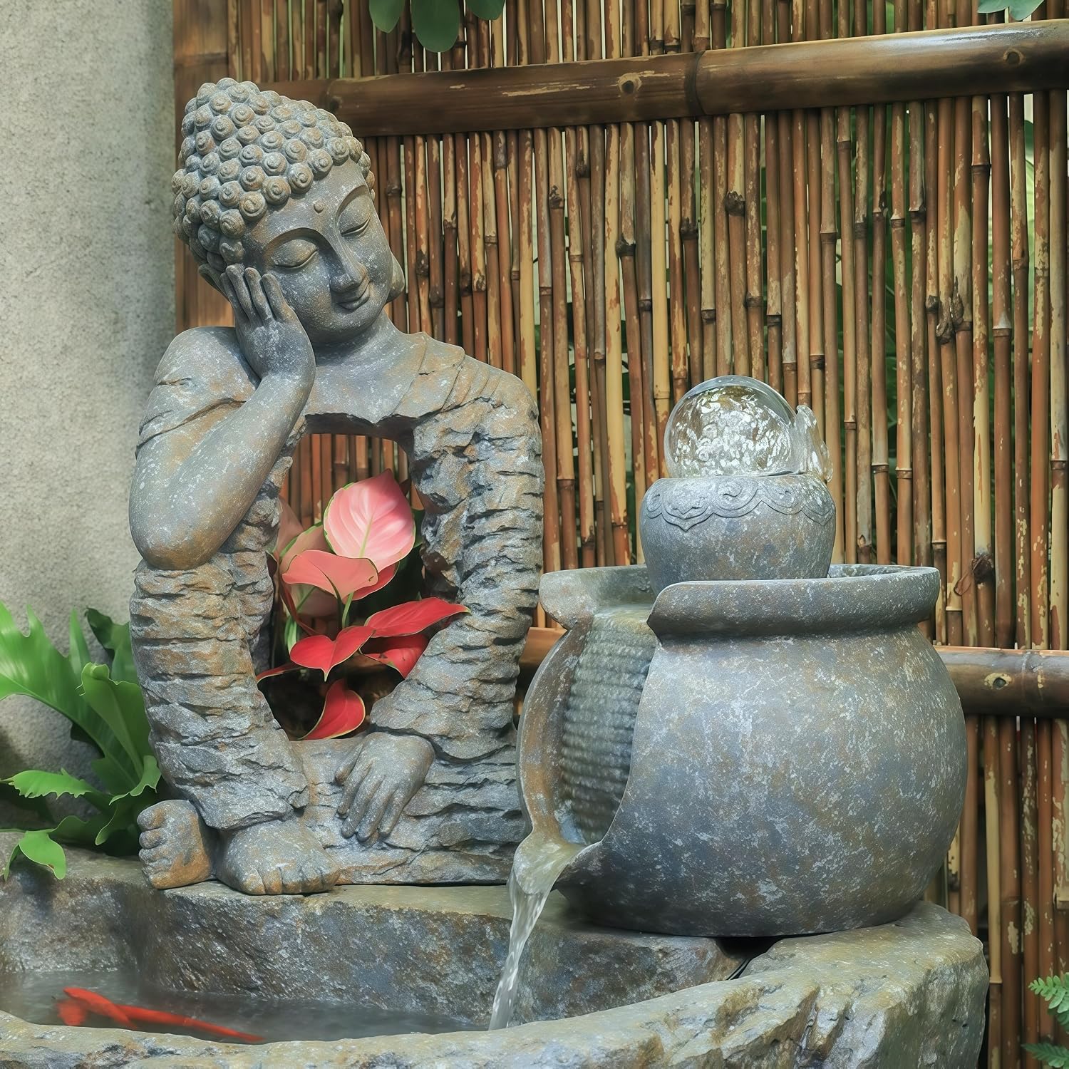Outdoor Water Fountain Outside, Garden Fountain, Buddha Statue Outdoor/Indoor for Home, Buddha Decor & Gifts, Buddah, Buda, Budda, Buddhas, Chinese Decor & Gifts, Feng Shui