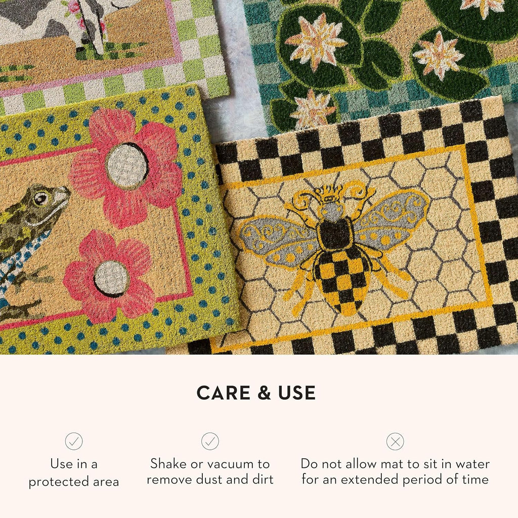 MACKENZIE-CHILDS Entrance Mat, Decorative Outdoor Front-Door Mat, Coir Doormat, Queen Bee