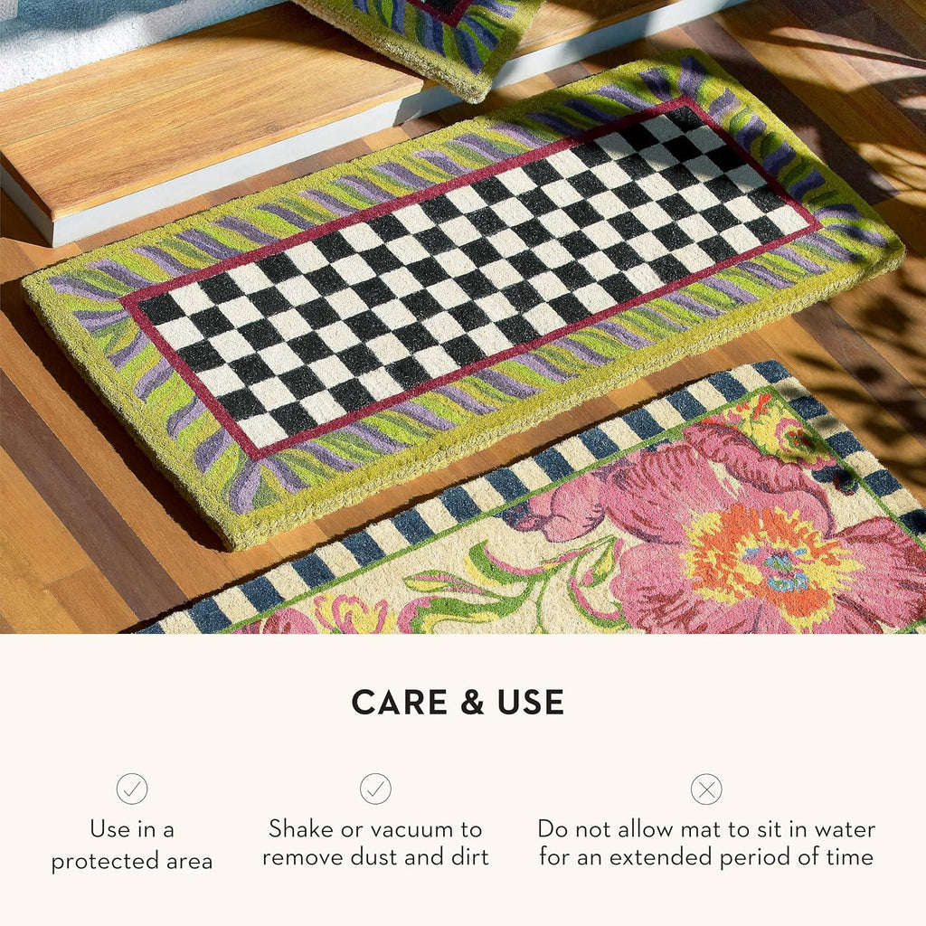 MACKENZIE-CHILDS Entrance Mat, Decorative Outdoor Front-Door Mat, Coir Doormat, Black-and-White Courtly Check