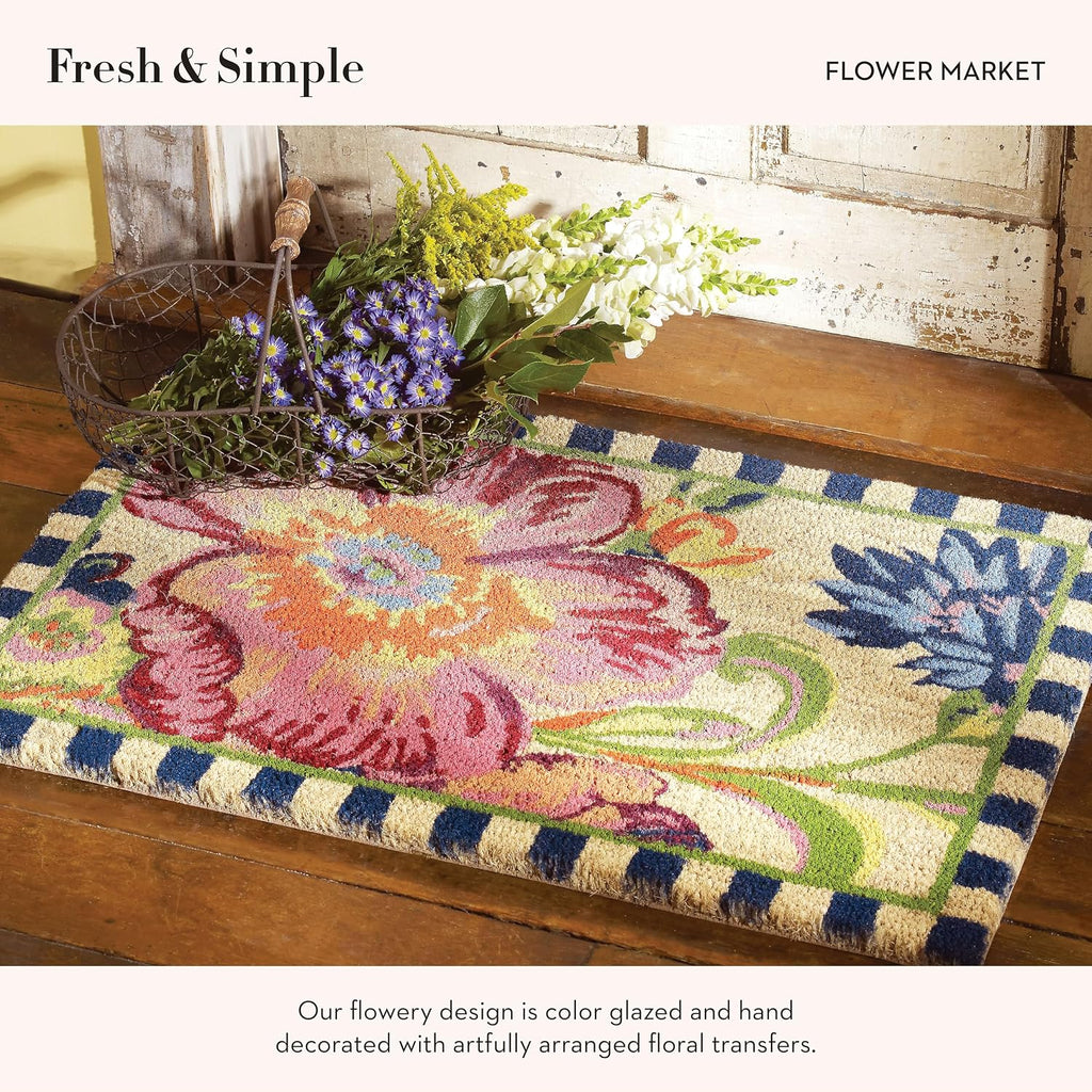 MACKENZIE-CHILDS Entrance Mat, Decorative Outdoor Front-Door Mat, Coir Doormat, Flower Market